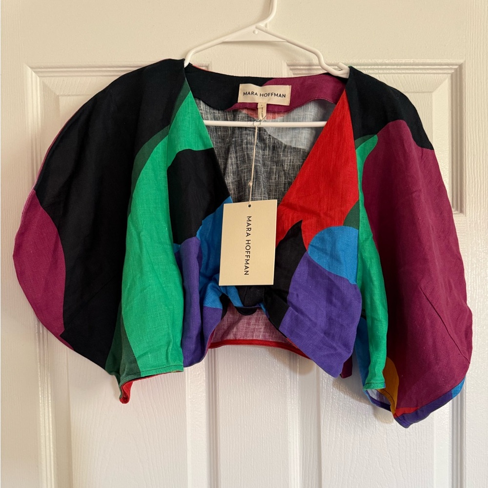 MARA HOFFMAN RAYA Tie Front Cropped Top Size 4 NWT - Picture 3 of 8